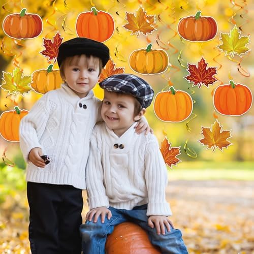 Fall Decor Pumpkin Maple Leaf Hanging Swirl - Fall Thankgiving Pumpkin Party Ceiling Decorations for Home Classroom Office Autumn Thanksgiving Harvest Decor Party Supplies - Image 4