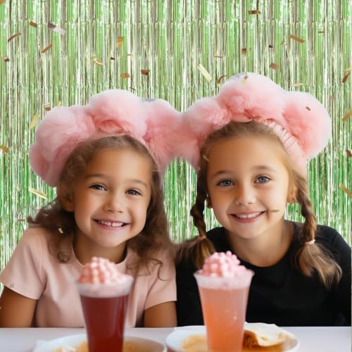 DECOCKRAT 2 Pack Foil Fringe Backdrop - Light Green Shiny Tinsel Curtains for Party Decoration/Photo Booth Props - 3.3x6.6 FT Metallic Foil Backdrop for Birthday, Wedding, Graduation, Christmas. - Image 4