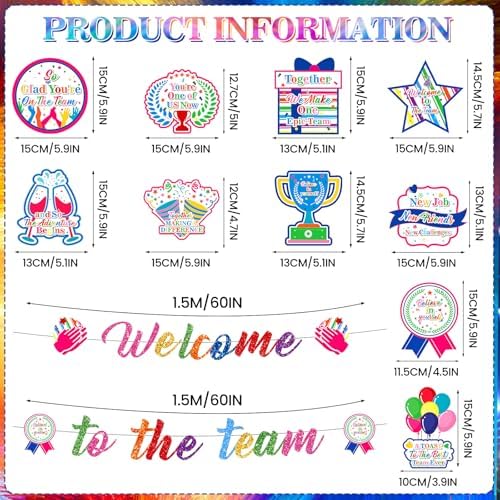 Welcome To The Team Banner - Colorful Decorations With Hanging Swirls for New Employee, Office Newcomers, Staff Party - Supplies for Office Party Decoration - Image 2