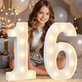 Pooqla 16th Birthday Decorations for Girls Boys, Large 12.6 in Tall Light Up Numbers for Sweet 16 Party Decorations Table Decor, Big Marquee Numbers 16th Birthday Gift for Girls Anniversary Decor by Pooqla