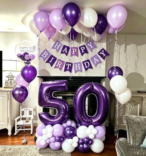 Purple Balloons 50pcs 12 Inch Light Pastel Dark Metallic Purple Balloons - Image 2