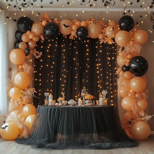 Tulle Backdrop Curtain with Lights 10x10FT Black Sheer Curtains - Image 5