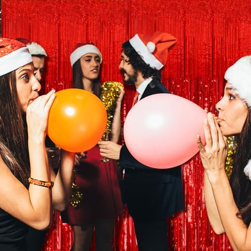 5 Pack Red Streamers Party Backdrop Christmas Decorations Foil Fringe Backdrop Curtains Carnival Casino Theme Birthday New Year Holiday Celebration Bachelorette Party Decorations Supplies - Image 2