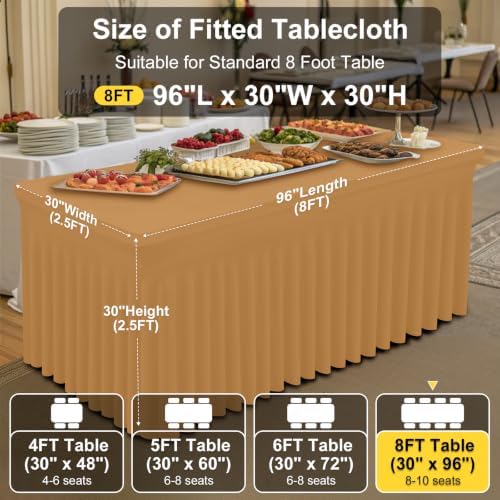Smiry 2 Pack Spandex Elastic Fitted Table Cloth Skirt for 8FT Table - Image 5