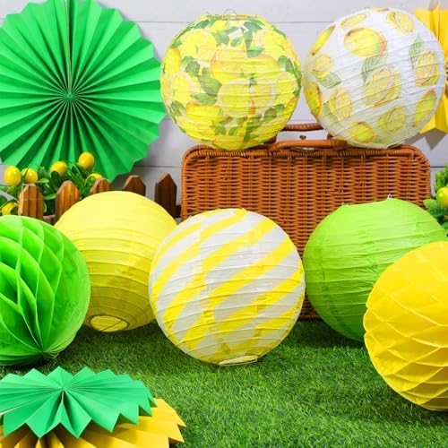 Panelee 12 Pcs Summer Lemon Party Decorations Paper Lanterns Round Hanging Lemon Paper Lanterns for Summer Fruit Party Decorations Supplies Indoor Outdoor - Image 3