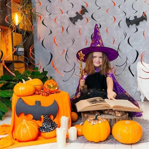 BEISHIDA 20Pcs Black Orange Hanging Swirls Halloween Birthday Ceiling Decor - Image 5