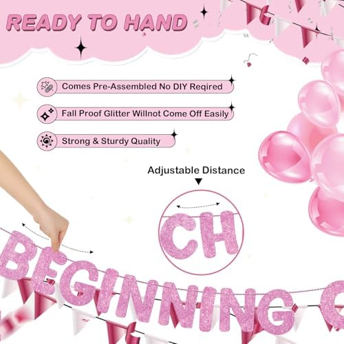 Fulmoon Pre Strung the Beginning of a New Chapter Banner, Pink - Image 3