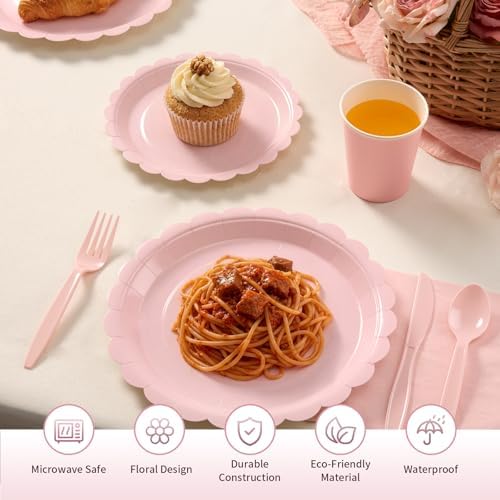 Goodluck 175 PCS Pink Paper Plates Set, 25 Guest Party Supplies - Image 3