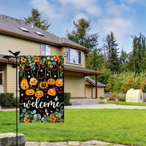 Halloween Garden Flag Welcome Pumpkin Black Cat Farmhouse Outdoor Decor - Image 5