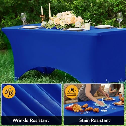 6-Pack Royal Blue Spandex Tablecloths for 6ft Rectangle Tables - Image 4
