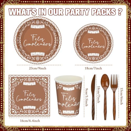 168 Mexican Birthday Tableware Set for 24 Cinco De Mayo Supplies - Image 2
