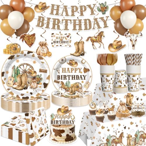 215PCS Cowboy Birthday Party Decorations for Boy Serves 25 by Yingoto