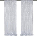Silver Sequin Backdrop 2 Panels 2FTx8FT Christmas Party Backdrop Curtains by QueenDream