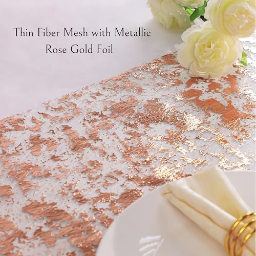 Rose Gold Table Runner, Glitter Metallic Foil Mesh Roll 100 Feet - Image 3