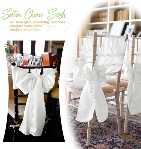 120 PCS White Satin Chair Sashes, 7 x 108 Inch - Image 5