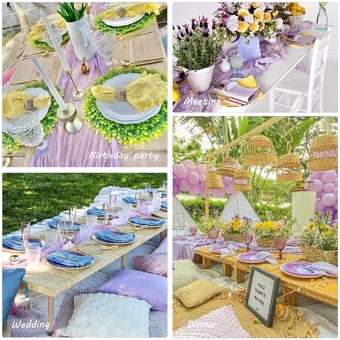35x72 Inch Light Purple Cheesecloth Table Runner Wedding Party Decor - Image 6