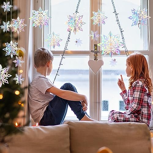 24PCS Hanging Snowflake Decorations Winter Wonderland Party Supplies - Image 4