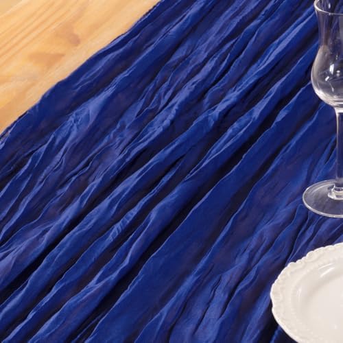 DeZerlor Royal Blue Cheesecloth Table Runners 4 Pack Summer Boho Runners - Image 5