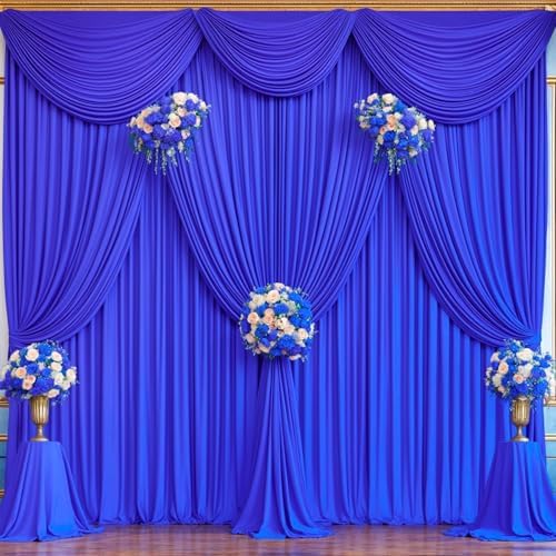 16x10FT Royal Blue Backdrop Curtains for Wedding Parties, Wrinkle Free Polyester Photography Backdrop Drapes for Wedding Baby Shower Birthday Parties Stage Background Stand Decorations 4x10ft,4 Panels - Image 5