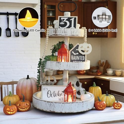 LLQ 8 Pcs Mini Lantern Decor Moroccan Lantern with Flickering LED Candle Table Centerpiece Small Vintage Christmas Hanging Lamp Ornaments Bulk for Wedding Halloween Christmas Party (5 Inch,Red) - Image 4
