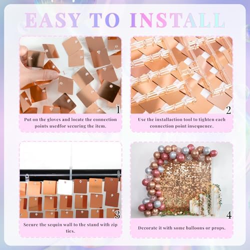 Shimmer Wall Backdrop Rose Gold 24Pcs Sequin Panels Decoration - Image 5