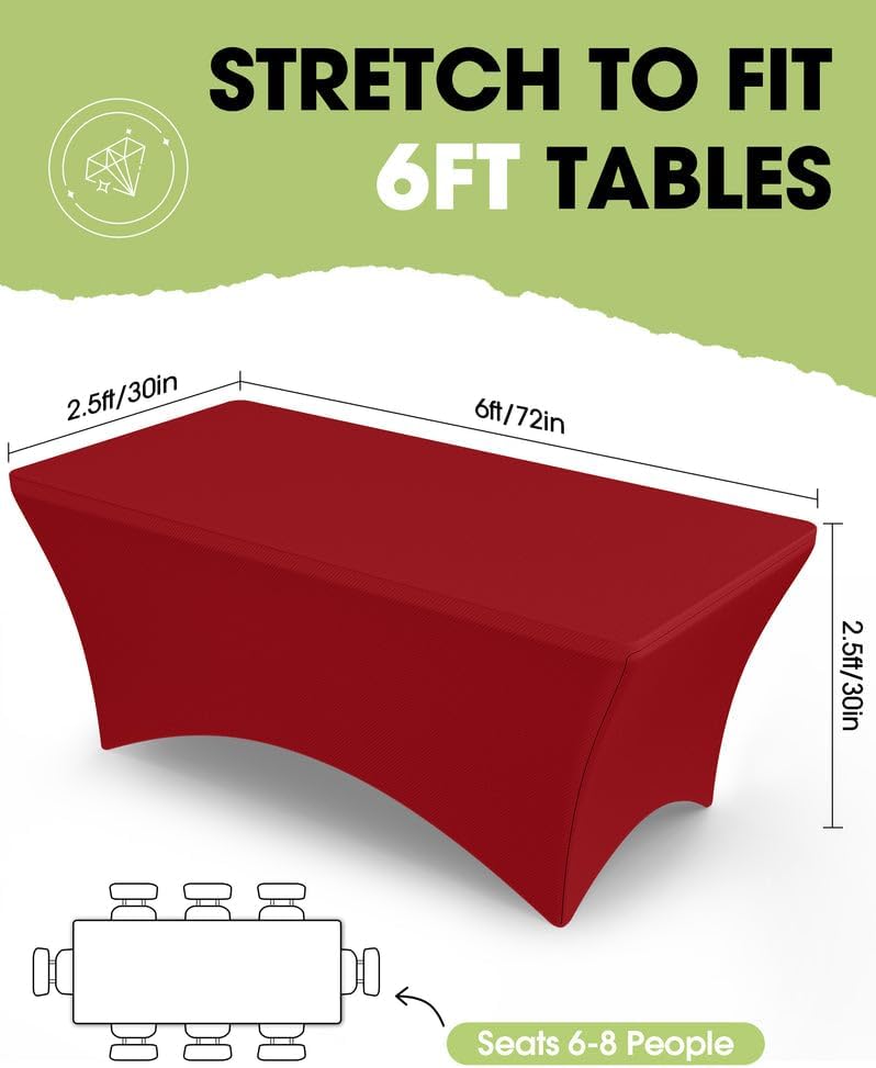 Pureegg Spandex Tablecloth 6ft 2 Pack Red - Image 2