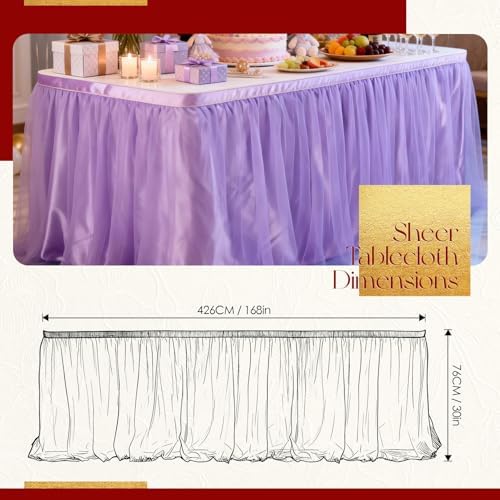 THARAHT Tulle Table Skirt 14FT 420CM Long for Rectangle Tables Round Tables Ruffle Desk Skirt for Princess Girls Birthday Party Cake Dessert Decorations Table Skirt - Image 2