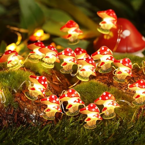 Coquimbo Mushroom Lights Room Cottagecore Decor: Gifts for Teen Girls Boys Kids, 10FT 30LED Fairy Lights Battery Operated Cute Mushroom Lamp Decorations for Birthday Christmas Party Wedding Home by Coquimbo