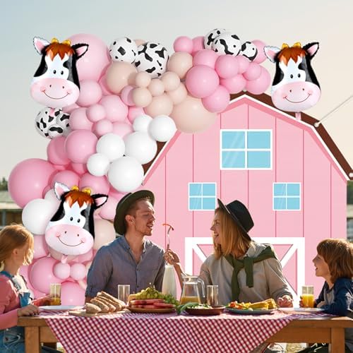 Farm Animals Party Decoration Set Farmhouse Backdrop Cowgirl Balloon Garland Arch Kit Farm Photography Background Farmer Theme Cow Balloons Photo Booth Decor for Birthday Baby Shower Party Supplies - Image 5