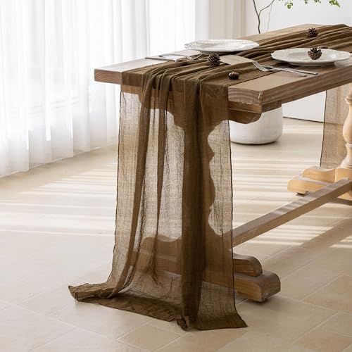 10Pcs Coffee Cheesecloth Table Runner 120 Inches for Party Boho Home Decor by KEKETOARRANGE