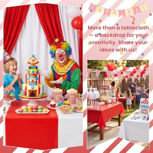 4 Rolls 100FT x 54IN Circus Plastic Tablecloth Roll with Slide Cutter Box - Image 2