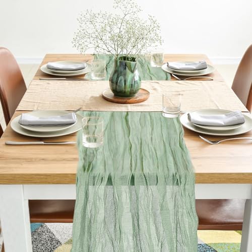 12 Pack Cheesecloth Table Runner,10ft Rustic Sheer Runner Gauze Boho Wedding Decor Romantic Table Runner for Wedding Bridal Shower Birthday Party - Image 5