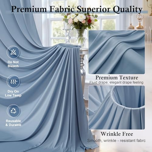 50ft x 15ft Dusty Blue Backdrop Curtains for Wedding Parties, 10 Panels Extra Long Wrinkle Free Fabric Drapes Photo Backdrop for Baby Shower Birthday Stage Reception Lobby Decoration - Image 3