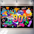 90s Photo Background 15x10 FT Polyester 80s Theme Backdrop Back to The 90s Banner 1990s Party Decorations Kids Adults Portrait Photography Props for Birthday Party Anniversary Event Supplies by Unknown