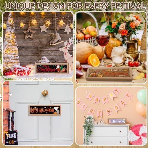 Barydat 25 Pcs Fall Decorations for Home Interchangeable Seasonal Wood Sign - Image 6