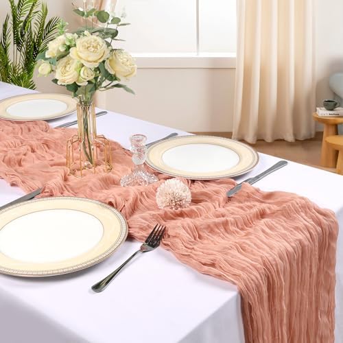 6 Pack 10Ft Peach Cheesecloth Table Runner 23 x 120 Inch - Image 2