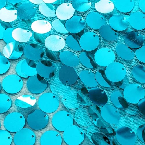 Pufogu 12 x 108 Inch Sequin Table Runner, Turquoise Glitter Premium Big Sequin Table Runner, Rectangle Table Runners for Halloween, Christmas, Wedding Party, Birthday Party, Banquet Decor (1 Pack). - Image 3