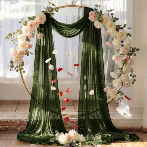 Pack of 1 Wedding Arch Drape Panel Fabric 30" x 30ft - Olive Green - Image 6