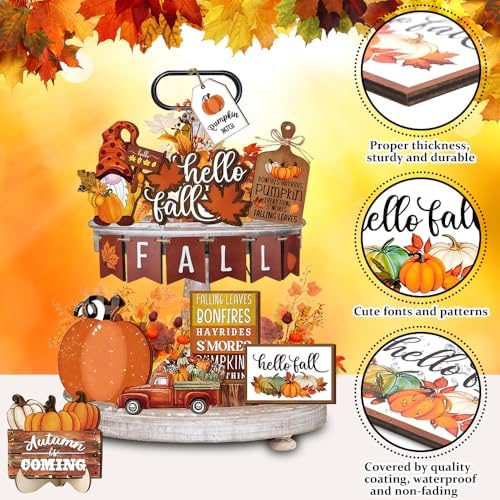 Quimoy 19 Pcs Fall Tiered Tray Decor - Image 3