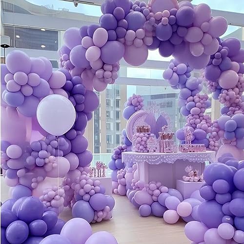 412pcs Purple Balloons 18 12 10 5 Inch Purple Balloon Garland Arch Kit Different Sizes Matte Latex Balloons for Baby Shower Birthday Wedding Party Decorations - Image 4