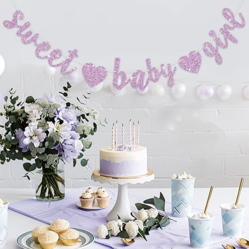 BEISHIDA Pre-Strung Glitter Light Purple Girl Baby Banner Baby Shower Decor - Image 6