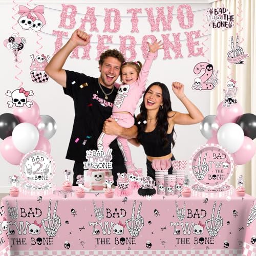 Xynic Bad Two the Bone Party Decorations Girl Tableware Set, Serves 20 - Image 7