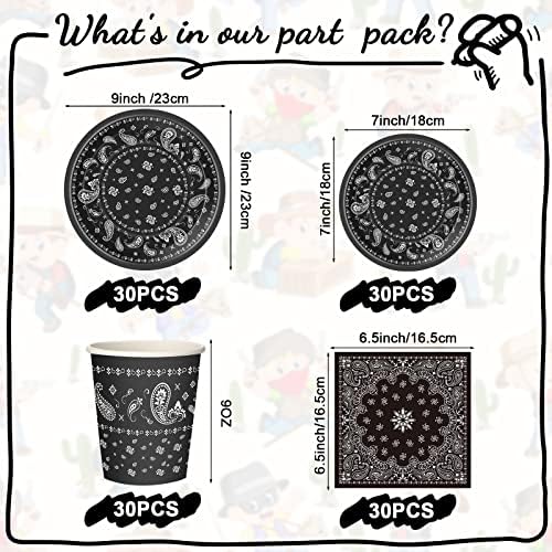Tegeme 123 Pcs Western Cowboy Party Tableware Set for 30 Guests, Black - Image 4