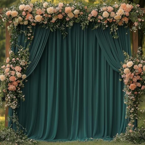 Dark Green Backdrop Curtains for Wedding Parties, 10x7FT Wrinkle Free Photo Backdrop Curtains for Wedding Birthday Party Baby Shower, Fabric Drape with Rod Pockets 5ft x 7ft, 2 Panels - Image 7