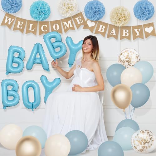 Ouddy Party Dusty Blue Baby Shower Decorations for Boys with Fringe Curtain - Image 5