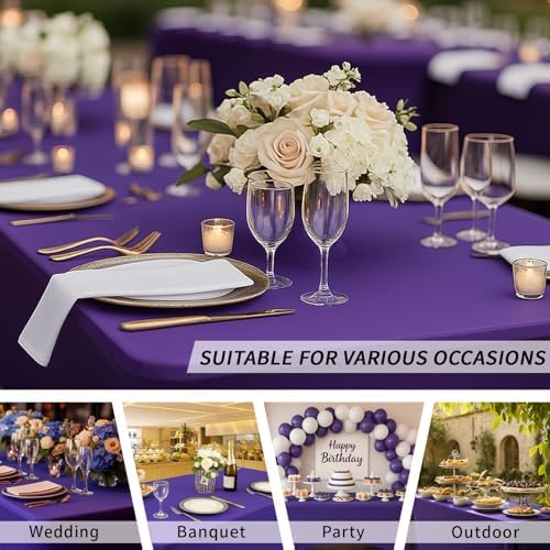 Fixwal 3 Pack 6FT Purple Tablecloth Rectangle Spandex Fitted Table Cover - Image 7