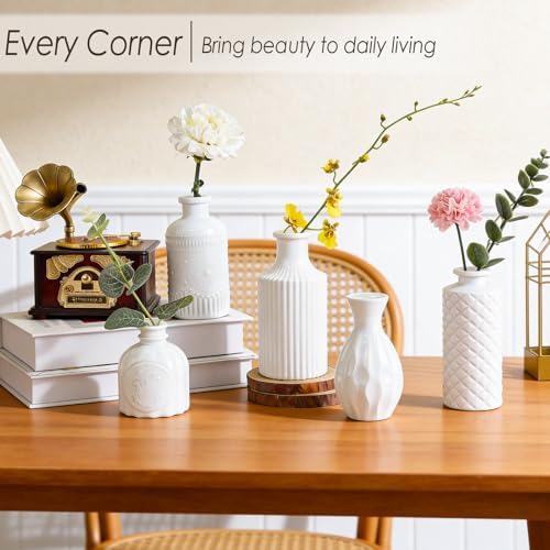 UPBUD White Glass Bud Vases Set of 12, Small Vases for Flowers, Mini Flower Vases in Bulk for Wedding Decoration, Vintage Vase for Baby Shower Centerpieces, Home Décor - Image 7