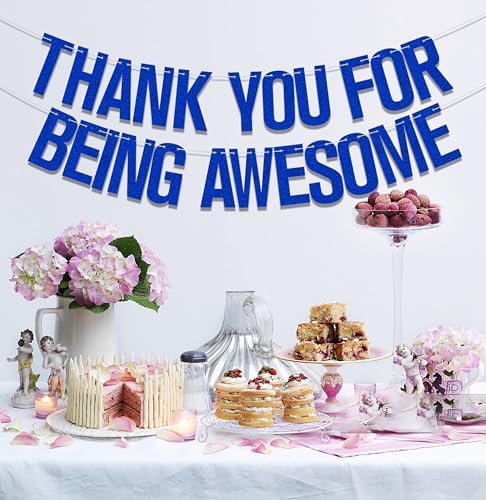 Thank You for Being Awesome Banner Blue Glitter, We Will Miss You Banner, Birthday,for Retirement Farewell Going Away Office Work Party Decorations Blue Glitter - Image 4
