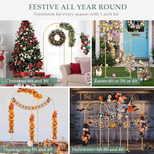 WellSign 6FT 5FT 4FT Wedding Arch Backdrop Stand Kit Set of 3 - Image 5