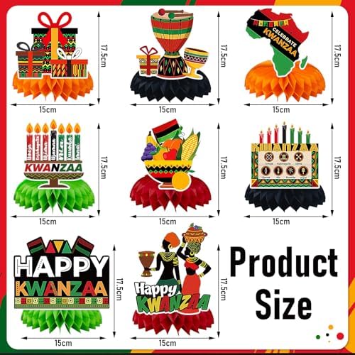 JULMELON 8Pcs Kwanzaa Table Decorations, Honeycomb Centerpiece Toppers - Image 2